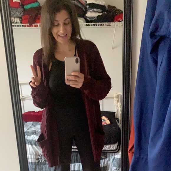 Vici Sweaters - Vici Purple- Burgundy Cardigan